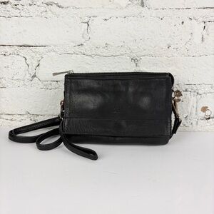 Still Nordic Anouk Black Leather Purse Wristlet Convertible Crossbody